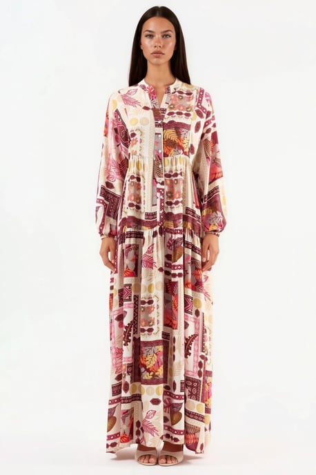 V-Ausschnitt gemustertes Maxikleid - Image 3