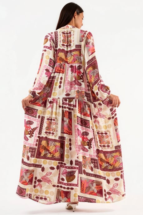 V-Ausschnitt gemustertes Maxikleid - Image 5