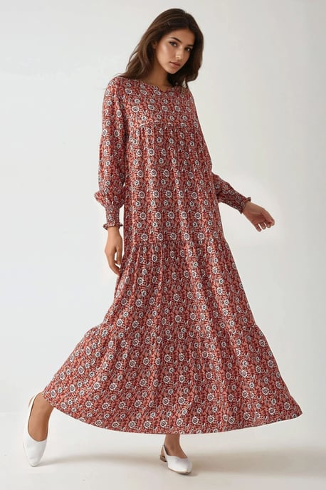 Bedrucktes Viskose-Maxikleid mit Rundhalsausschnitt - Image 2