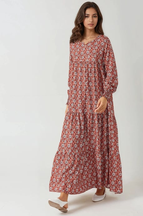 Bedrucktes Viskose-Maxikleid mit Rundhalsausschnitt - Image 3