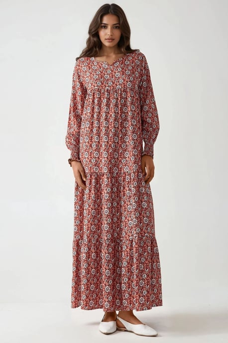 Bedrucktes Viskose-Maxikleid mit Rundhalsausschnitt - Image 4