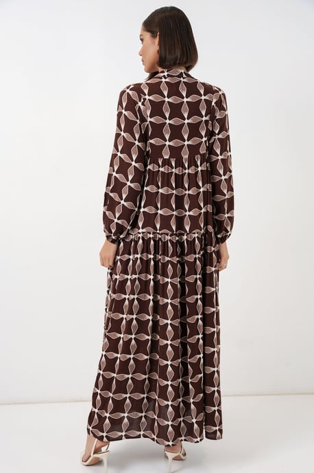 Gemustertes V-Ausschnitt Maxikleid - Image 5