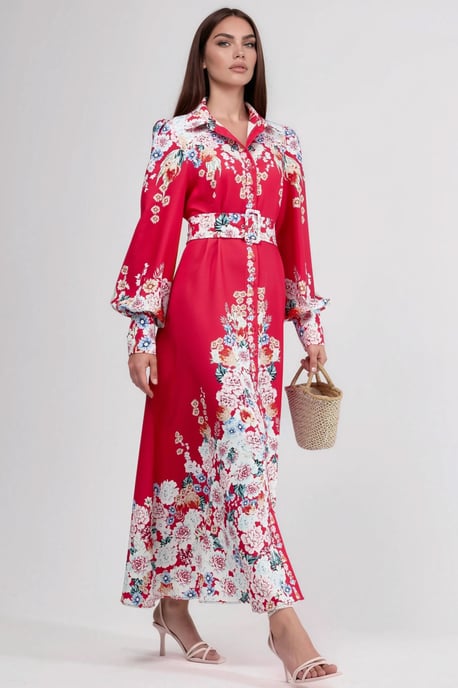 Floral Maxikleid mit Knopfverschluss - Image 1
