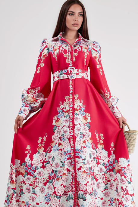 Floral Maxikleid mit Knopfverschluss - Image 2