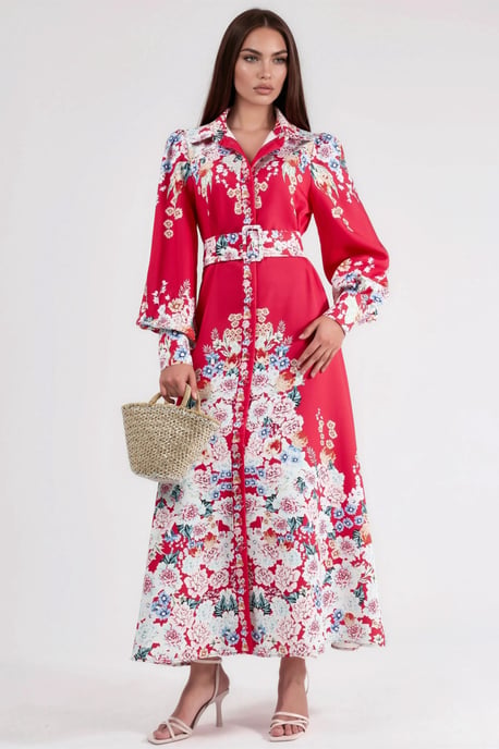 Floral Maxikleid mit Knopfverschluss - Image 3