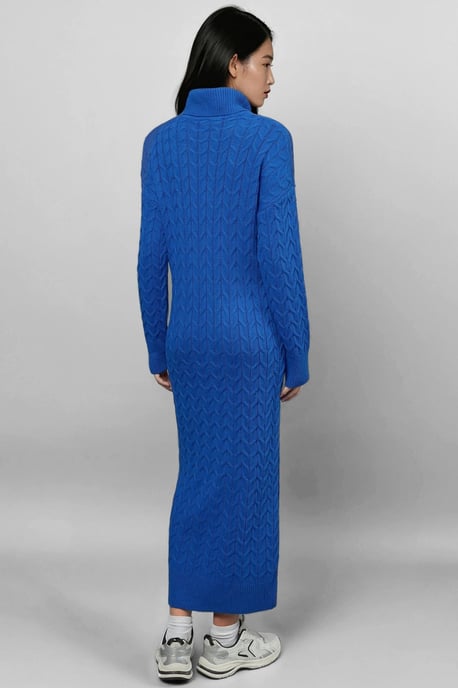 Langärmeliges Rollkragen-Haarzopf-Strickkleid - Image 2