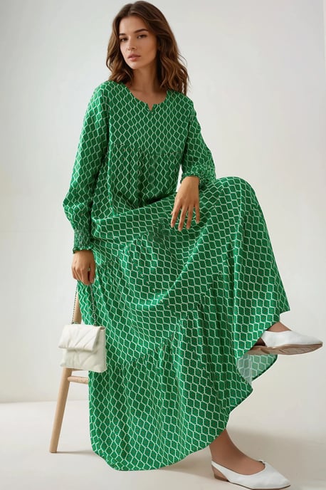 Bedrucktes Rundhals-Viskose-Maxikleid - Image 2