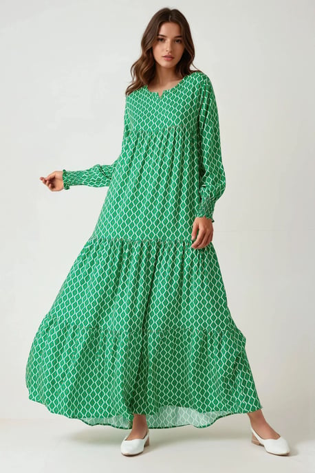Bedrucktes Rundhals-Viskose-Maxikleid - Image 3