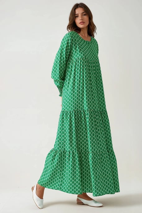 Bedrucktes Rundhals-Viskose-Maxikleid - Image 4