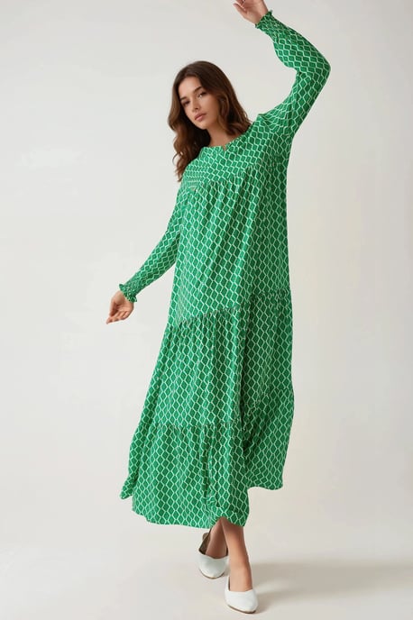 Bedrucktes Rundhals-Viskose-Maxikleid - Image 5