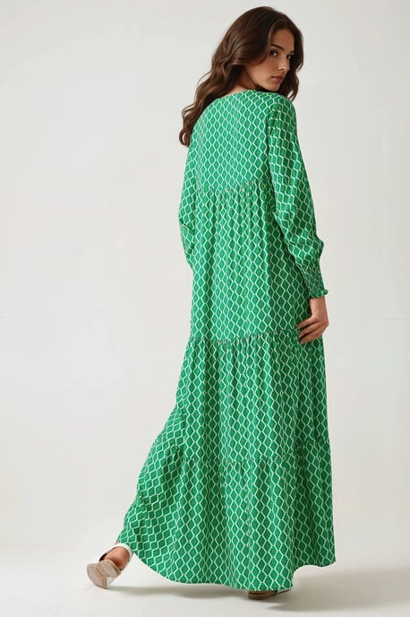 Bedrucktes Rundhals-Viskose-Maxikleid - Image 6
