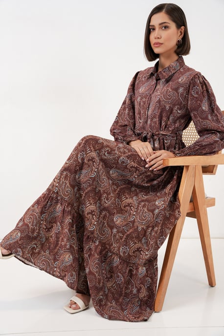 Maxi-Shirtkleid mit Paisley-Muster und Gürtel - Image 2