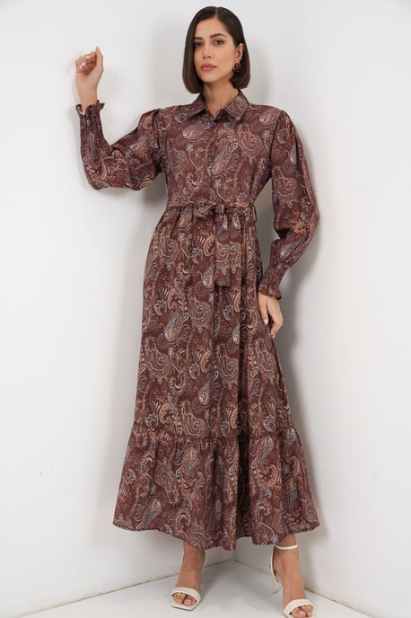 Maxi-Shirtkleid mit Paisley-Muster und Gürtel - Image 3