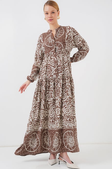 Bedrucktes V-Ausschnitt Maxikleid - Image 4