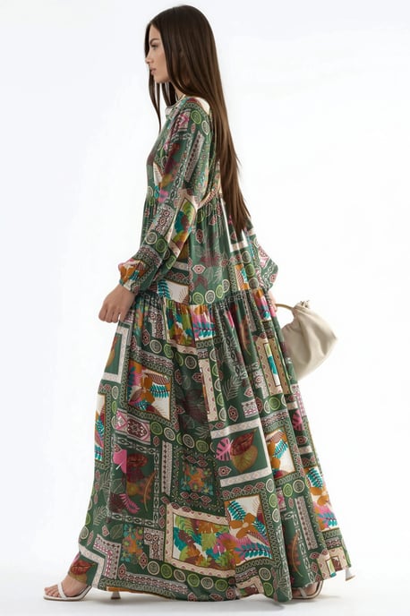 V-Ausschnitt Gemustertes Maxikleid - Image 2