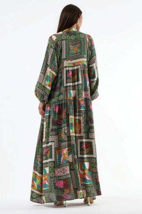 V-Ausschnitt Gemustertes Maxikleid - Image 5