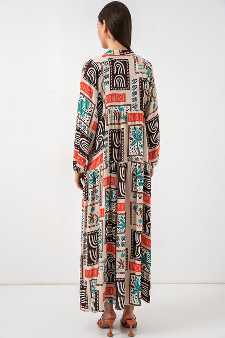 Gemustertes V-Ausschnitt Maxikleid - Image 6