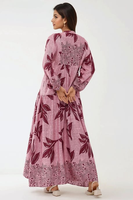 Bedrucktes Maxikleid aus Viskose mit langen Ärmeln - Image 3