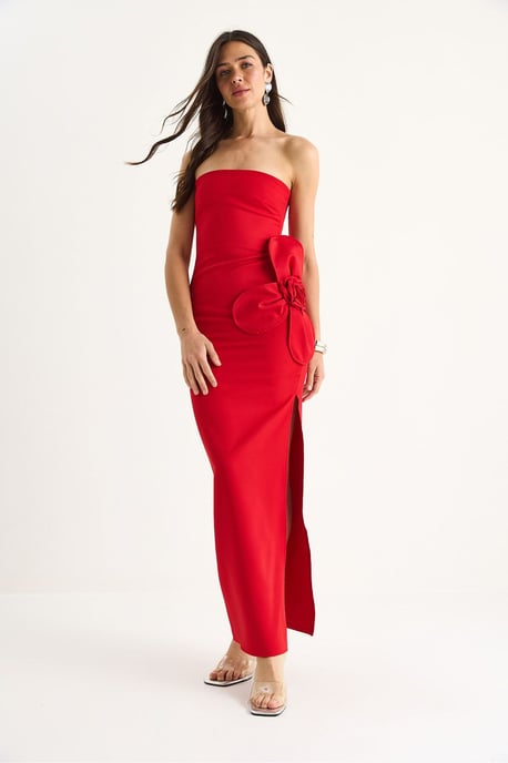 Trägerloses Blumenkleid Maxi mit Schleifendetail - Image 2