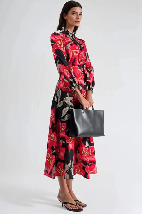 Blumen-Maxi-Kleid mit Bindungsdetail - Image 2