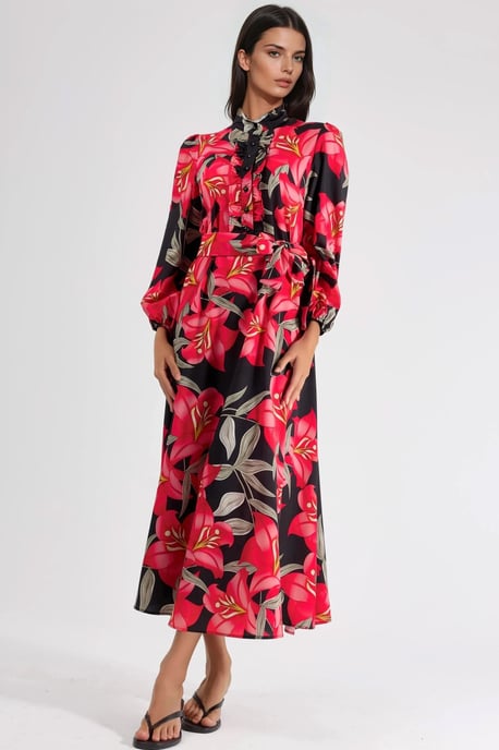 Blumen-Maxi-Kleid mit Bindungsdetail - Image 4