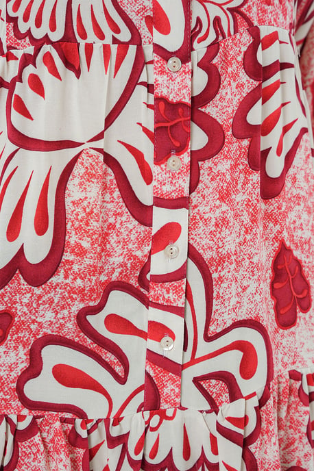 Bedrucktes V-Ausschnitt Maxikleid mit Knopfverschluss - Image 4