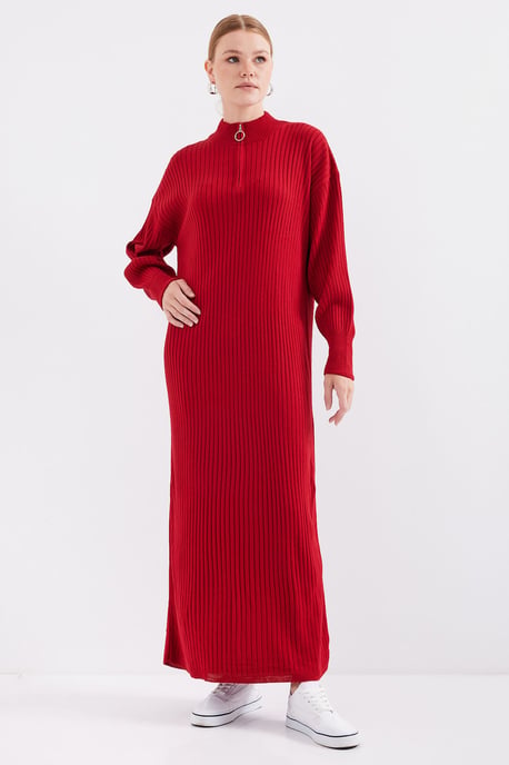 Strickkleid mit halbem Rollkragen und Reißverschluss - Image 3
