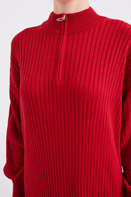 Strickkleid mit halbem Rollkragen und Reißverschluss - Image 5