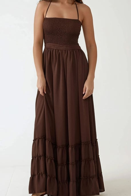 Strukturierter Maxikleid mit quadratischem Kragen - Image 2