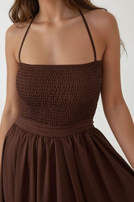 Strukturierter Maxikleid mit quadratischem Kragen - Image 4