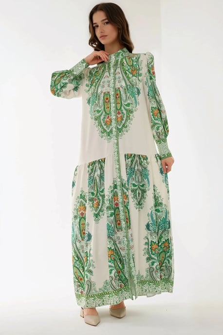 Bedrucktes Maxi-Kleid mit langen Ärmeln - Image 4