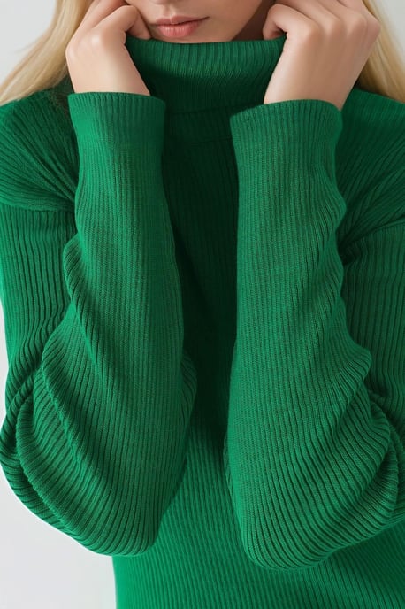 Rippstrick-Turtleneck Bodycon Strickkleid - Image 4
