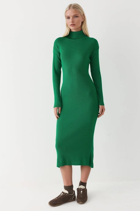 Rippstrick-Turtleneck Bodycon Strickkleid - Image 5