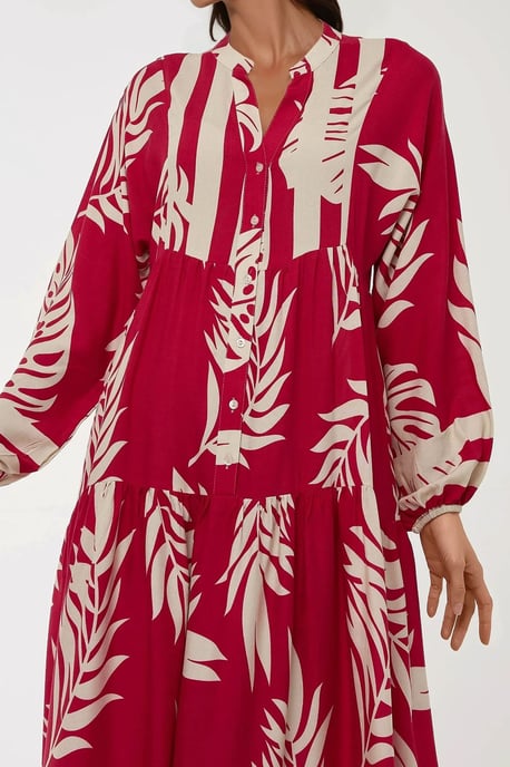 Bedrucktes Maxi-Kleid aus Viskose mit langen Ärmeln - Image 5