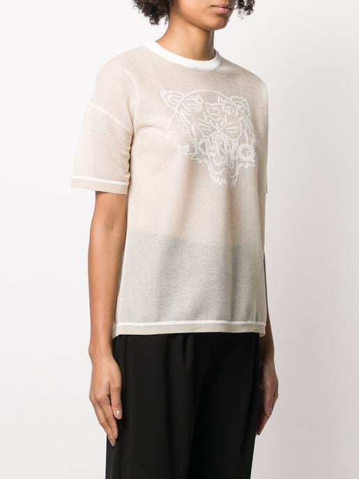Tiger Logo Mesh Strick-T-Shirt - Image 3