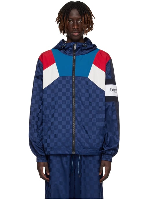 Karierte, farblich abgesetzte Kapuzen-Trainingsjacke - Image 3