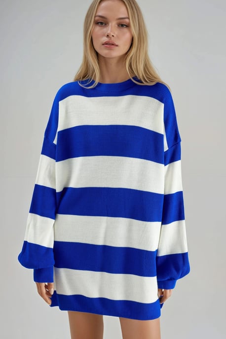 Gestreiftes Mini-Kleid mit Rundhalsausschnitt - Image 6