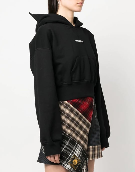 Kurzer Hoodie mit angenähter Kappe - Image 3
