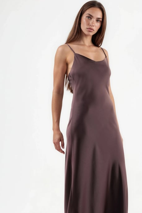 V-Ausschnitt Satin A-Linie Midi-Kleid - Image 5