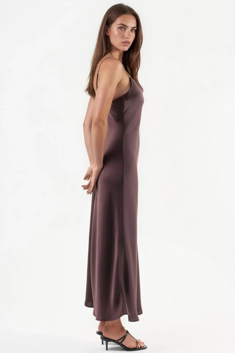 V-Ausschnitt Satin A-Linie Midi-Kleid - Image 6