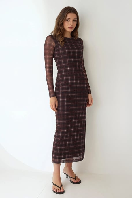 Karo Bodycon Midi-Kleid - Image 2