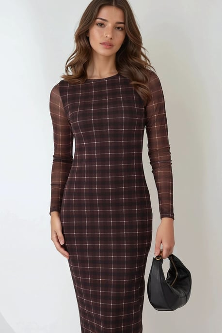 Karo Bodycon Midi-Kleid - Image 4