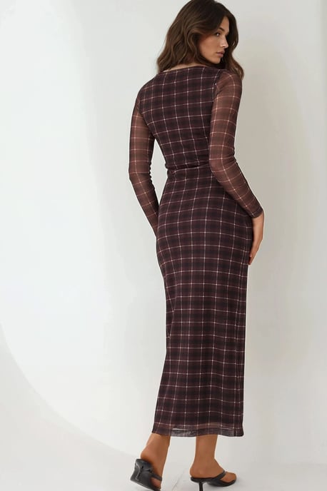 Karo Bodycon Midi-Kleid - Image 5
