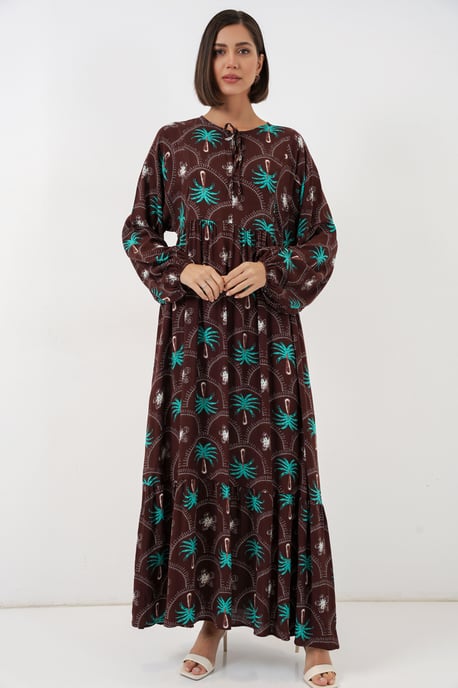 Tropisches Maxi-Kleid mit Knopfverschluss - Image 2