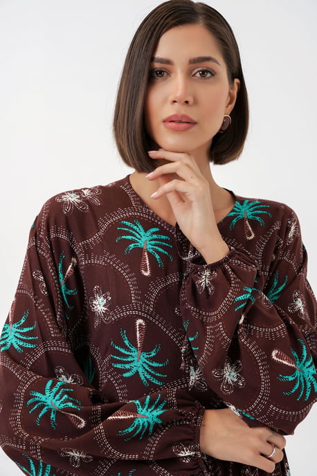 Tropisches Maxi-Kleid mit Knopfverschluss - Image 3