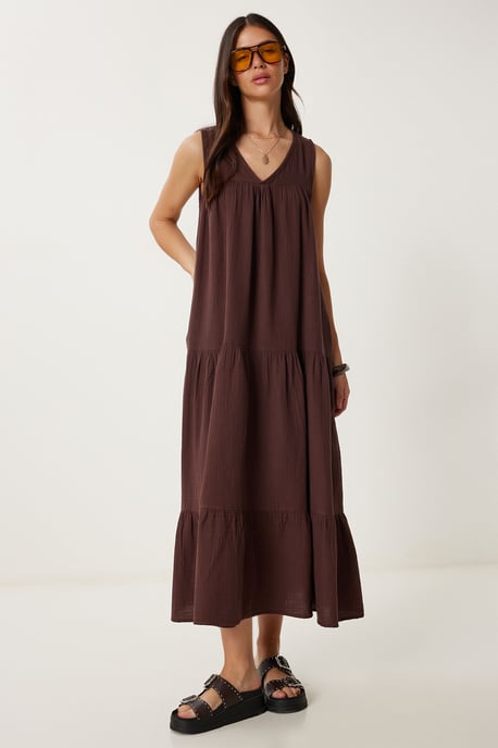 Rüschenshirt V-Ausschnitt Midikleid - Image 2