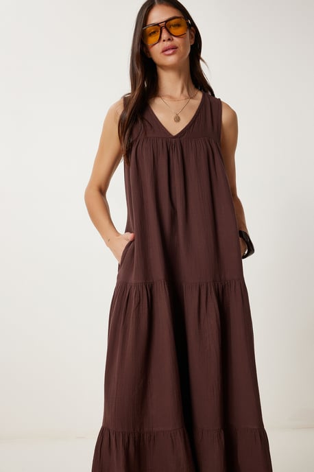 Rüschenshirt V-Ausschnitt Midikleid - Image 3