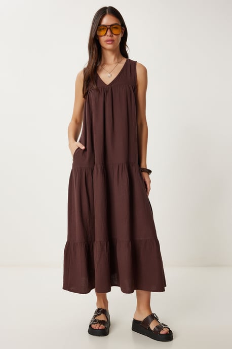 Rüschenshirt V-Ausschnitt Midikleid - Image 4