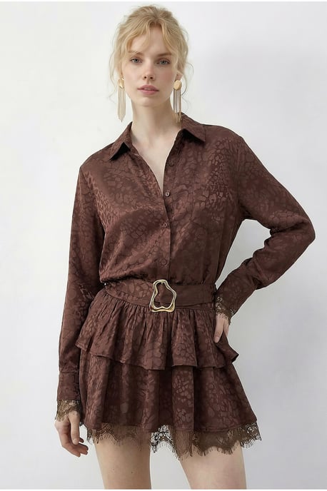 Leopard-Print Hemdblusenkleid mit Gürtel - Image 3