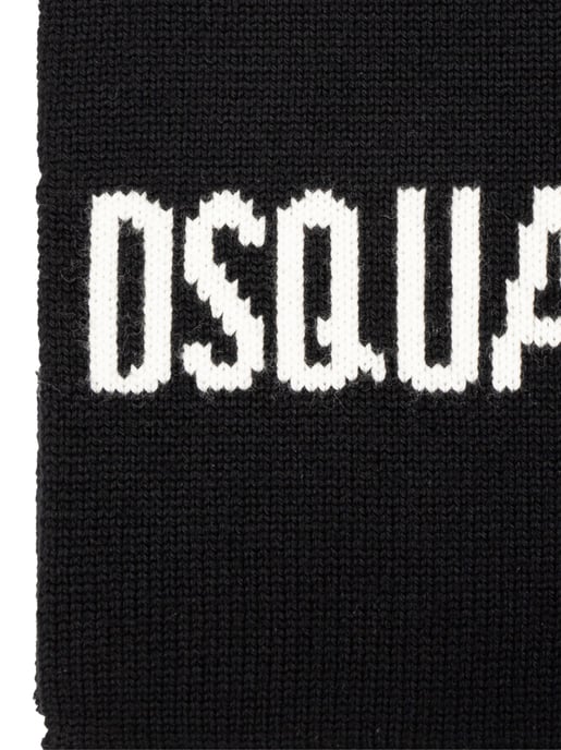 Logo-Intarsien-Strickschal aus Wolle - Image 3